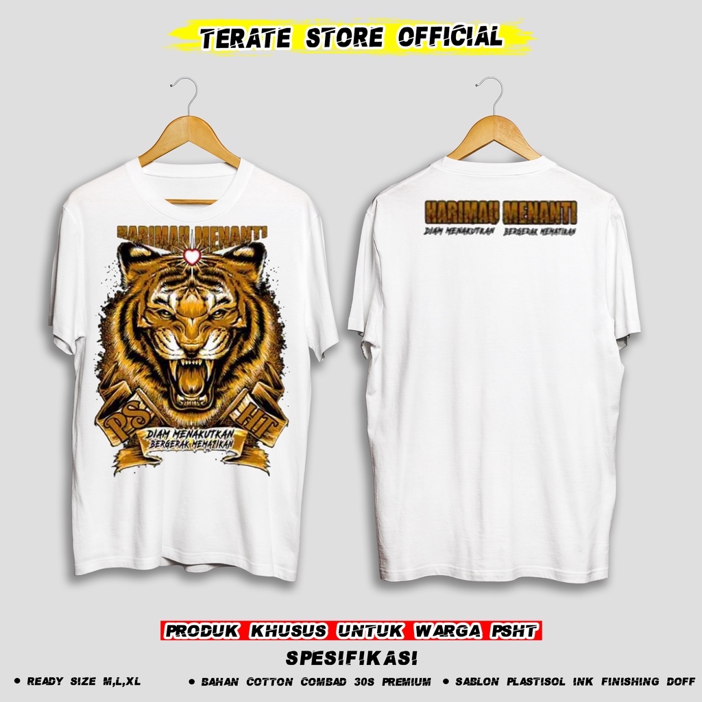KAOS SH - KAOS PSHT HARIMAU MENANTI SPESIAL TIGER STYLE - PUTIH (BERBAHAN DISTRO DAN BISA COD)