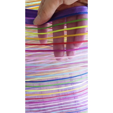 Zipper Bag Salur Microtop B4 - Map Kain Resleting Garis-Garis BE-57 - Map Kantung Rainbow