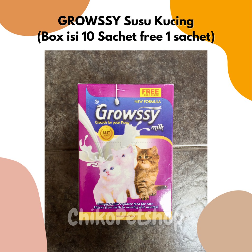 GROWSSY SUSU KUCING 1 box isi 10 free 1 Sachet