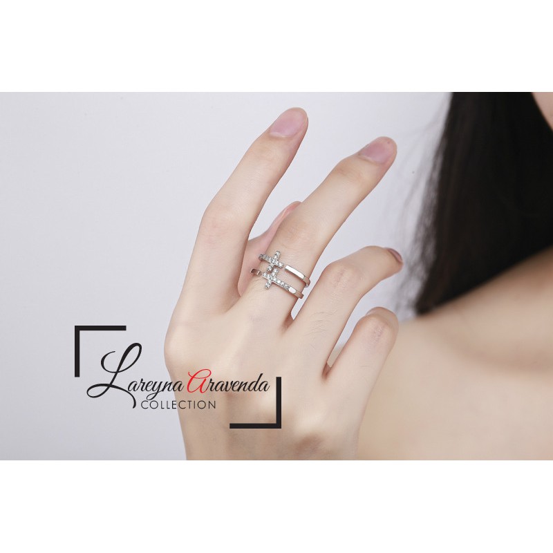 Cincin Titanium Ring Model Kristal Crystal Mewah Anti Karat Non Alergi CC016