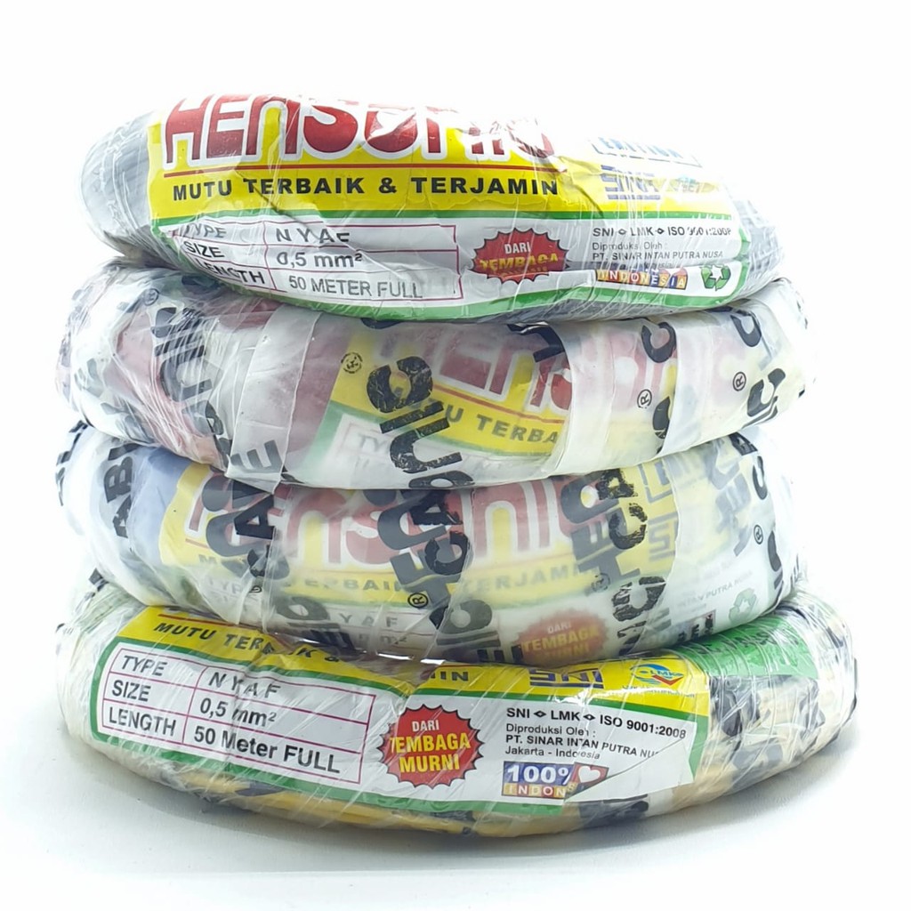 Hensonic NYAF 0,5mm 50Mtr Kabel Listrik Kabel NYAF Kabel Otomotif 0,5mm 50Mtr Full Serabut SNI LMK