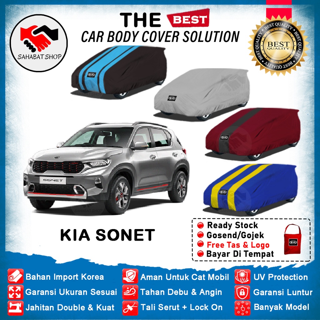 Sahabat Body Cover Mobil Sonet / Sarung Penutup Kia Sonet Outdoor 2020 2021 2022 2023 / Selimut Mantel Tutup Kerudung Jas Mantol Kerodong Pelindung Kelambu Pembungkus Terpal Bungkus Mobil Sonet Waterproof Anti Air Model Biru