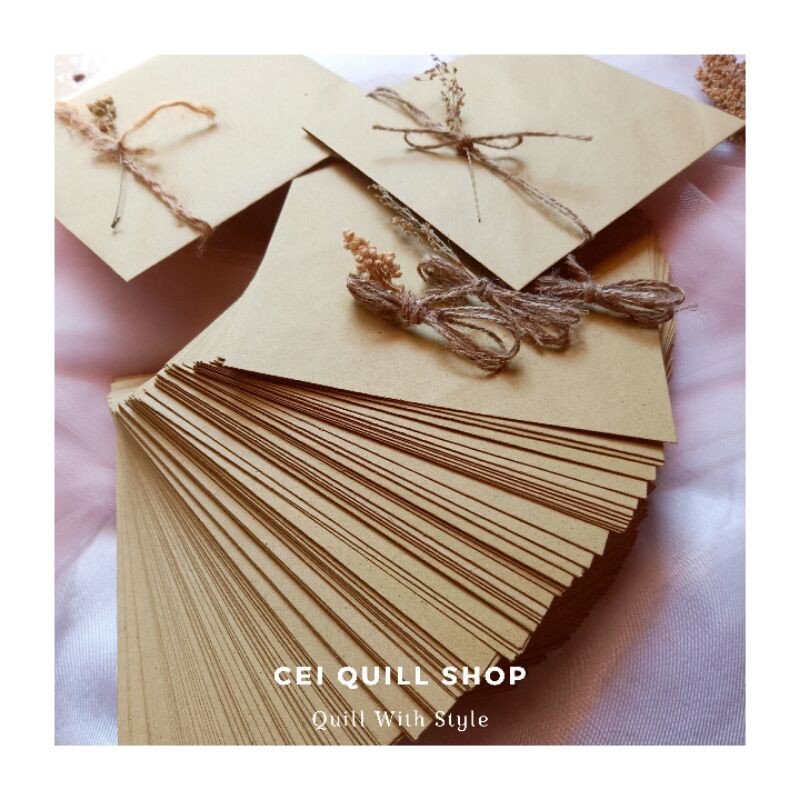 

Amplop Coklat Estetik Dekor Dried Flower dan Tali Rami