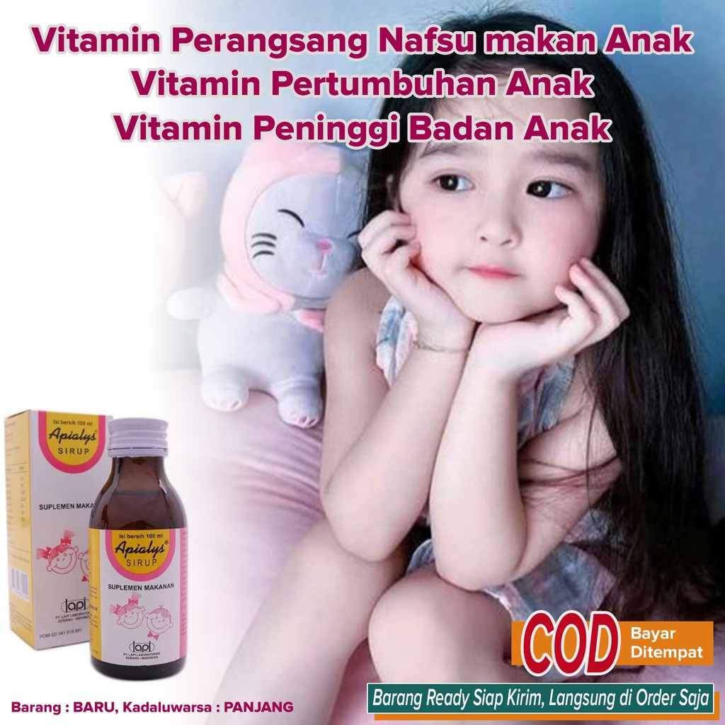Vitamin Nafsu makan Anak Gemuk Badan Pertumbuhan Peninggi Badan ~ Apialys Sirup 100ml
