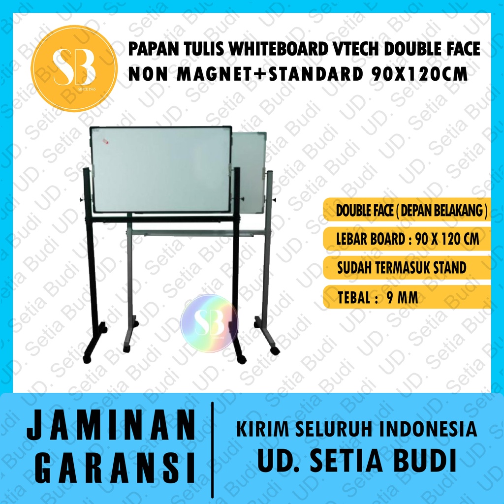 Papan Tulis Whiteboard Vtech Double Face Non Magnet+Standard 90x120CM