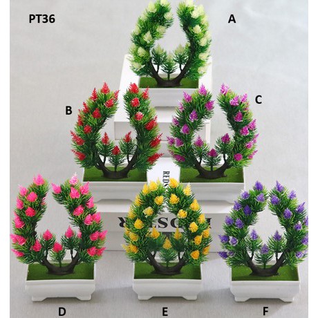 ELFYDO PT36 Pot Tanaman Hias Bunga Hias Plastik Ornamen Pot Bongsai Artificial Flower Decoration