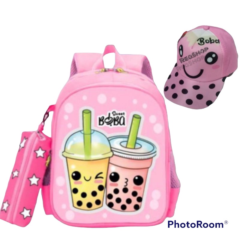 tas boba anak gratis pensil set dan topi