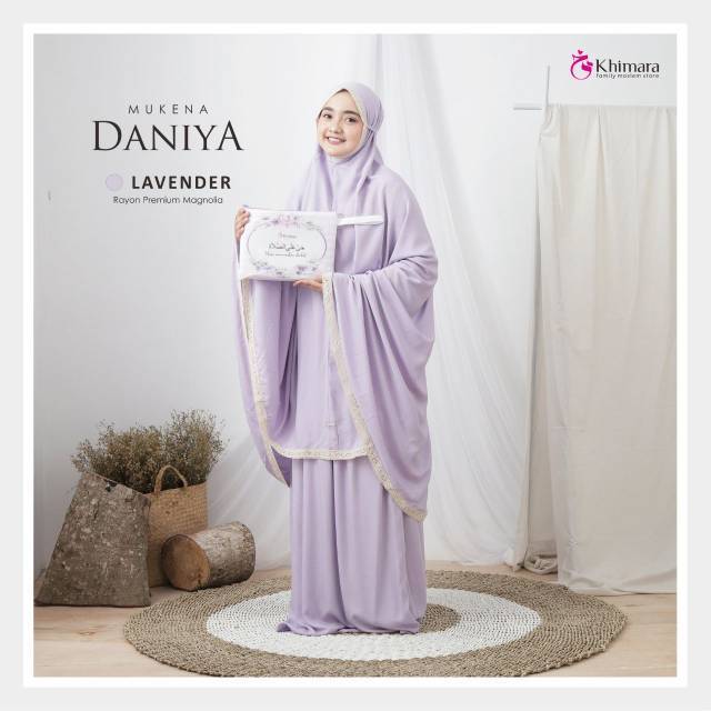 Daniya lavender. Mukena polos renda terbaru by khimara