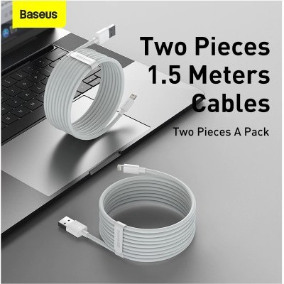 Baseus Simple Wisdom Kabel Charger For USB iPhone 7 8 USB Cable Data 2.4A 2PCS
