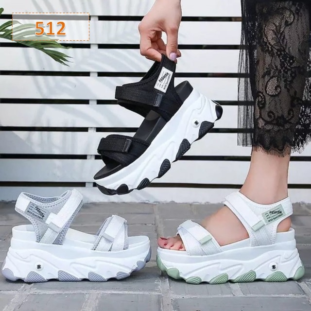 Sendal Wedges Hak Tebal Terbaru HD 90 Sandal Gunung Tali Wanita Rinjani Fahion Kasual Korea Sol Tebal 5 Cm Hitam Abu Hijau (512)