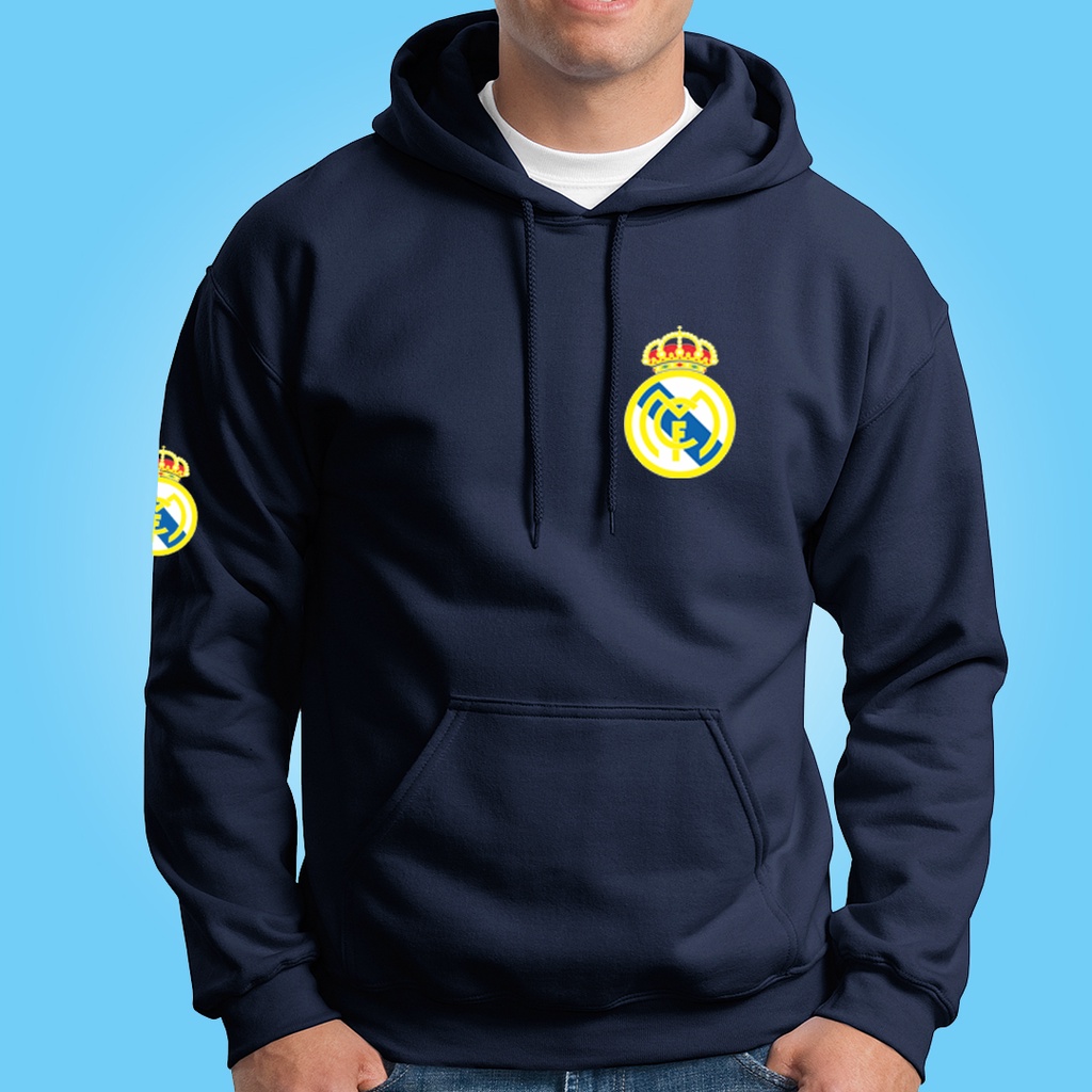 Sweater Hoodie Real Madrid Sepak Bola Cotton Fleece Tebal