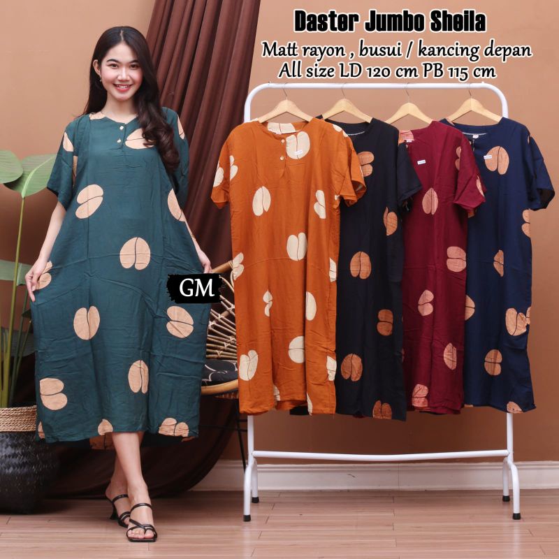 Daster jumbo busui kancing depan kain rayon adem nyerap keringat