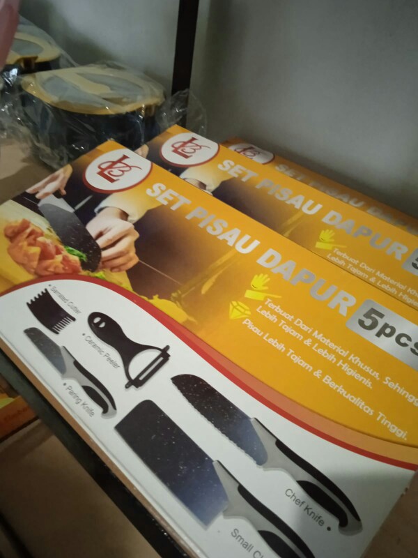 [ J13 ] Pisau Hitam Set 5 In 1 / Pisau Dapur Set Serbaguna J13