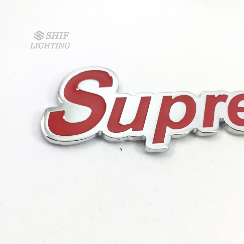 1Pc Stiker Emblem Logo Supreme Bahan Metal untuk Bagasi Mobil