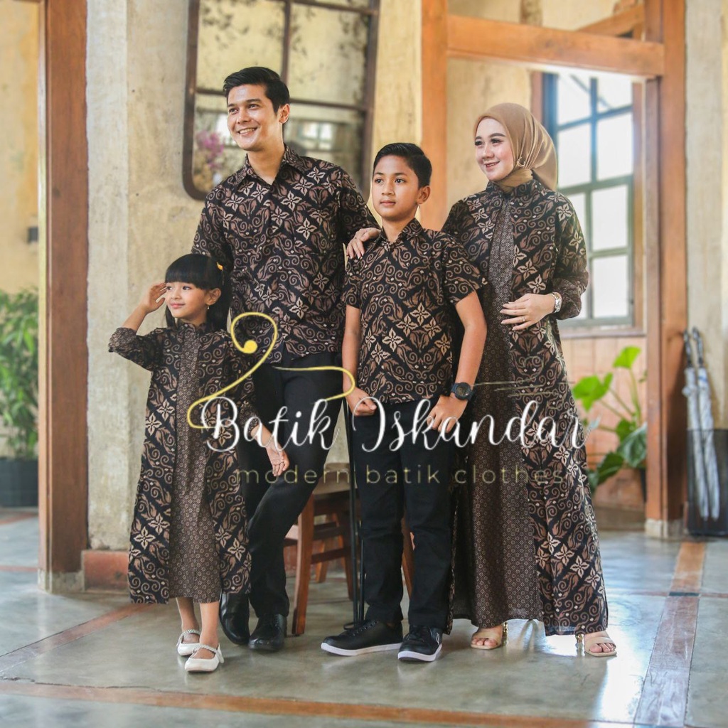 Batik Iskandar Couple Gamis Kemeja Songket Zigzag Abu Abu