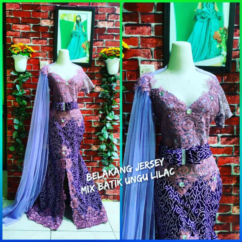 baju singer/paju penyanyi/baju batik/baju wisuda/lilac batik selendang