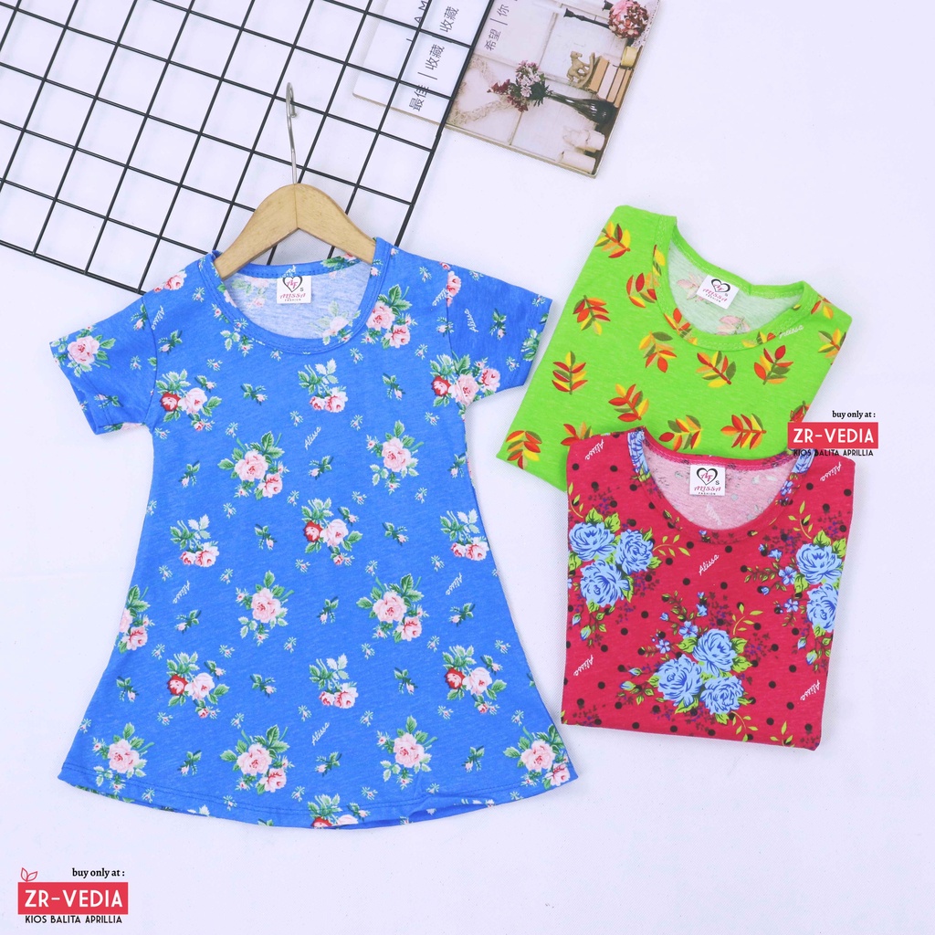 Dress Amirah uk 1-2 Tahun / Lengan Baju Tidur Balita Anak Perempuan Adem Kaos Lucu Dres Harian Murah kiosbalitaaprilia