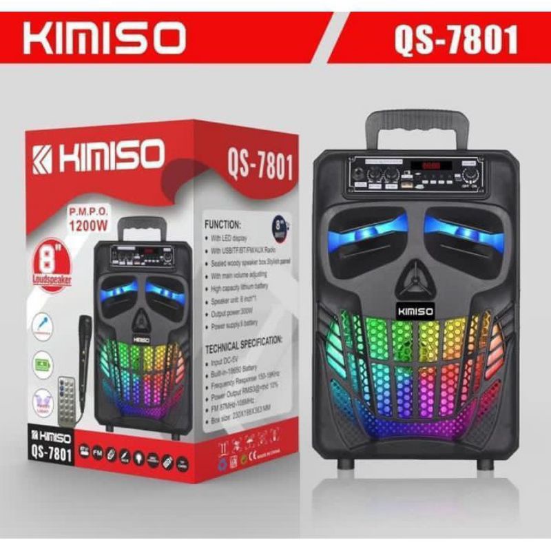 Speaker bluetooth portable mic karoke 8 inchi kimiso QS 7801