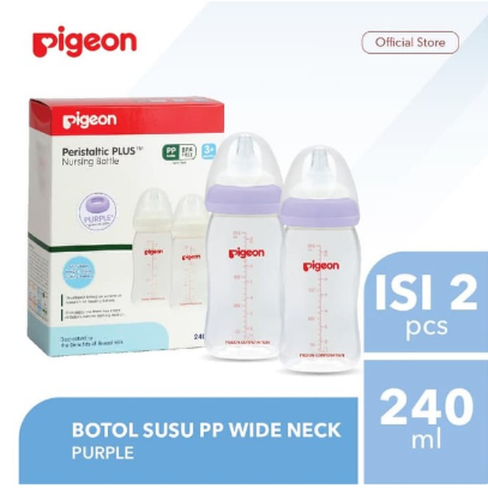 Pigeon Twin Pack Bottle Wide Neck 240Ml Botol Susu Anak Bayi isi 2