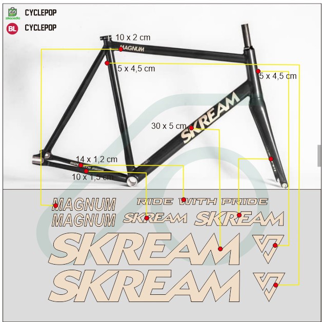 sticker stiker cutting frame sepeda skream magnum fixie roadbike
