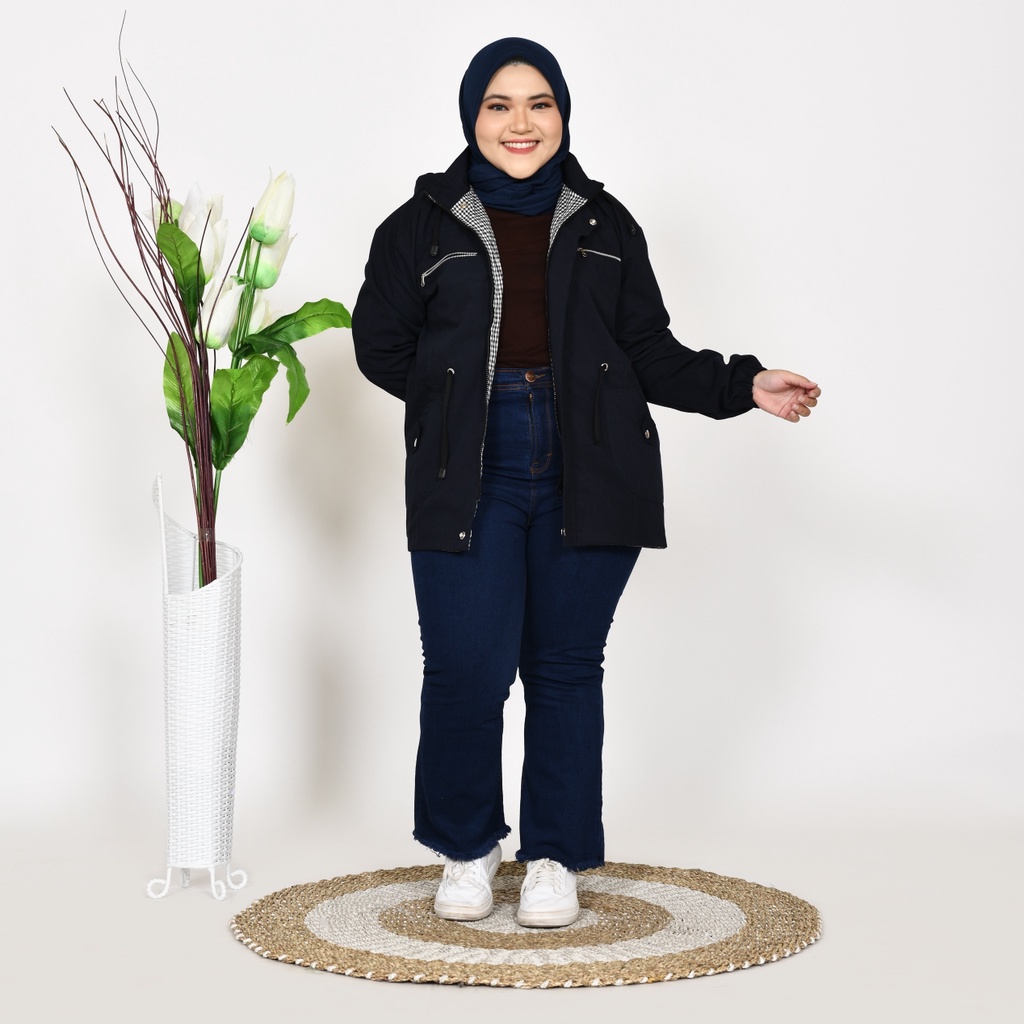 Jaket Parka Wanita Jumbo Tebal Musim Dingin Bahan Baby Kanvas Premium