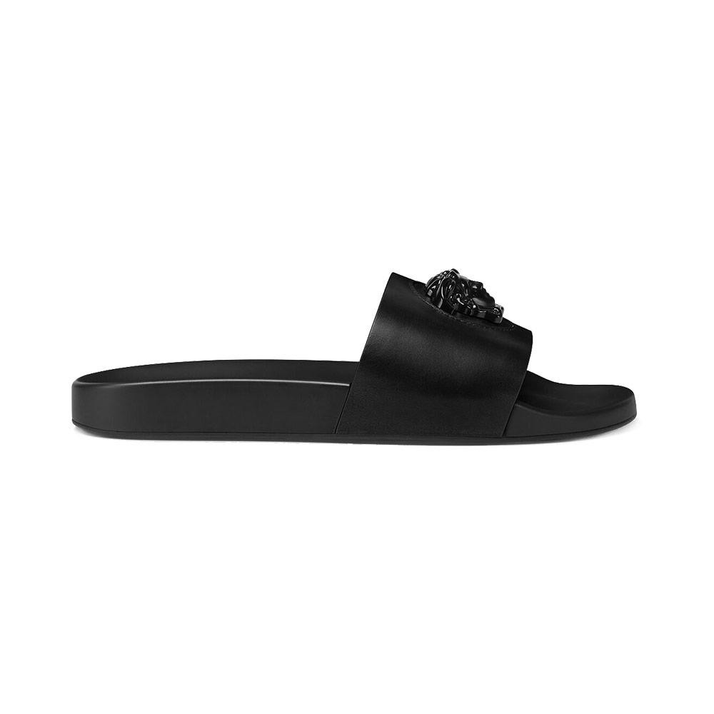 Vrsace La Medusa Leather Slides Black 100% Authentic