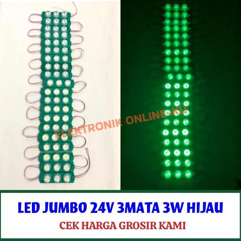 LAMPU LED JUMBO 24V 3MATA 3W HIJAU