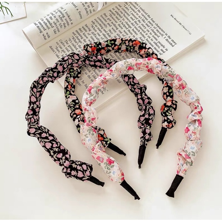 BANDO WANITA korea kerut scrunchie headband / BANDANA polos satin aksesoris rambut import ak28