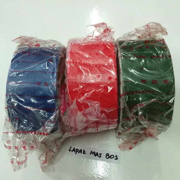 

Lakban Kain Warna 2" = 5 cm / Merah Hijau Biru Ijo