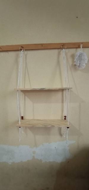 LANGSUNG KIRIM) macrame rak kayu/ macrame ambalan/ rak buku/ Dekorasi rumah