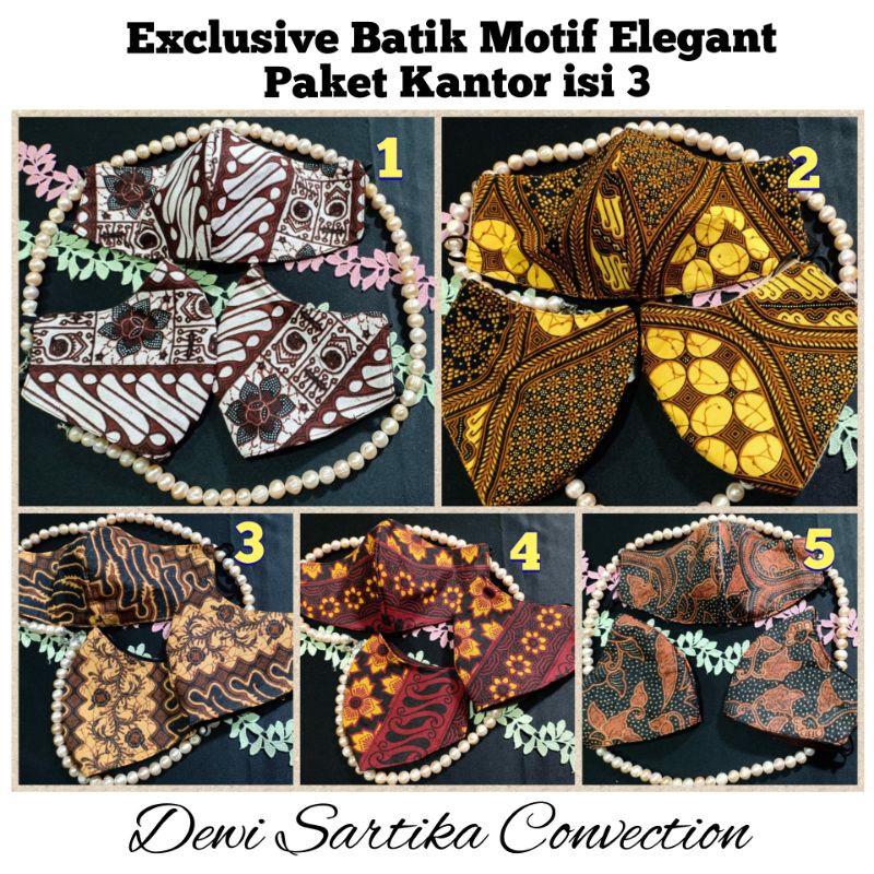 Masker Batik elegant untuk Kantor isi 3