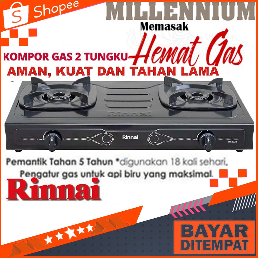 Rinnai RI-202S Kompor Gas 2 Tungku RI202S Kompor Rinnai