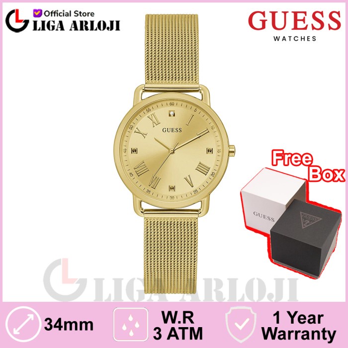 Promo GUESS GW0031L2 Original Avery Jam Tangan Wanita Analog Gold Mesh