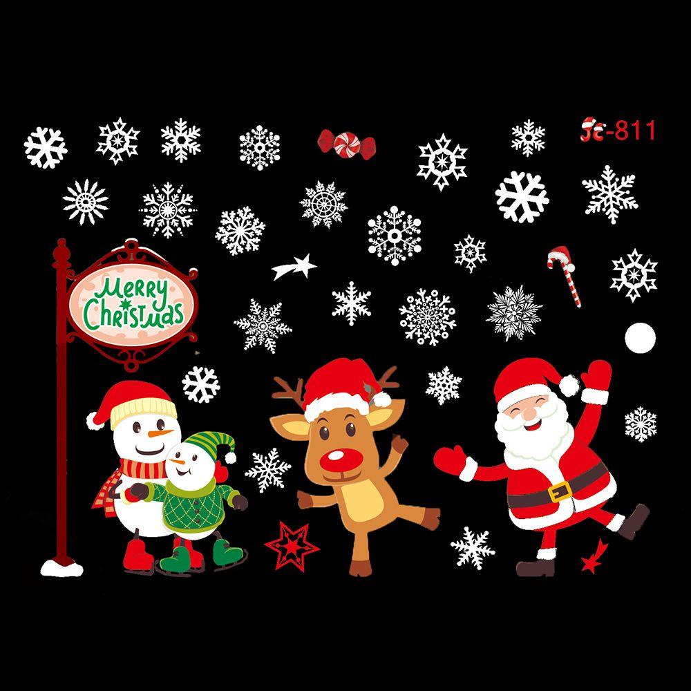 R-bunga Stiker Jendela Santa Claus Snowflake Happy New Year Dekorasi Rumah Merry Christmas Shopjendela Hiasan