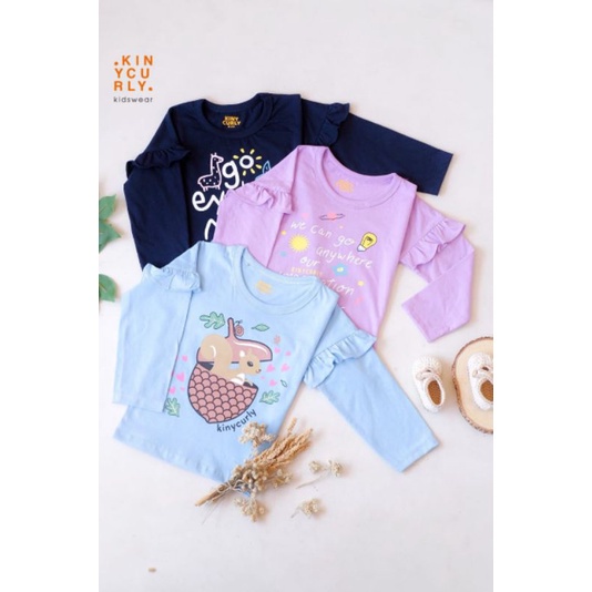 Baju Anak Emily Long Ruffle Kiny Curly Original Kaos Lengan Panjang Super Premium Atasan Anak Perempuan Termurah Terlaris Best Seller