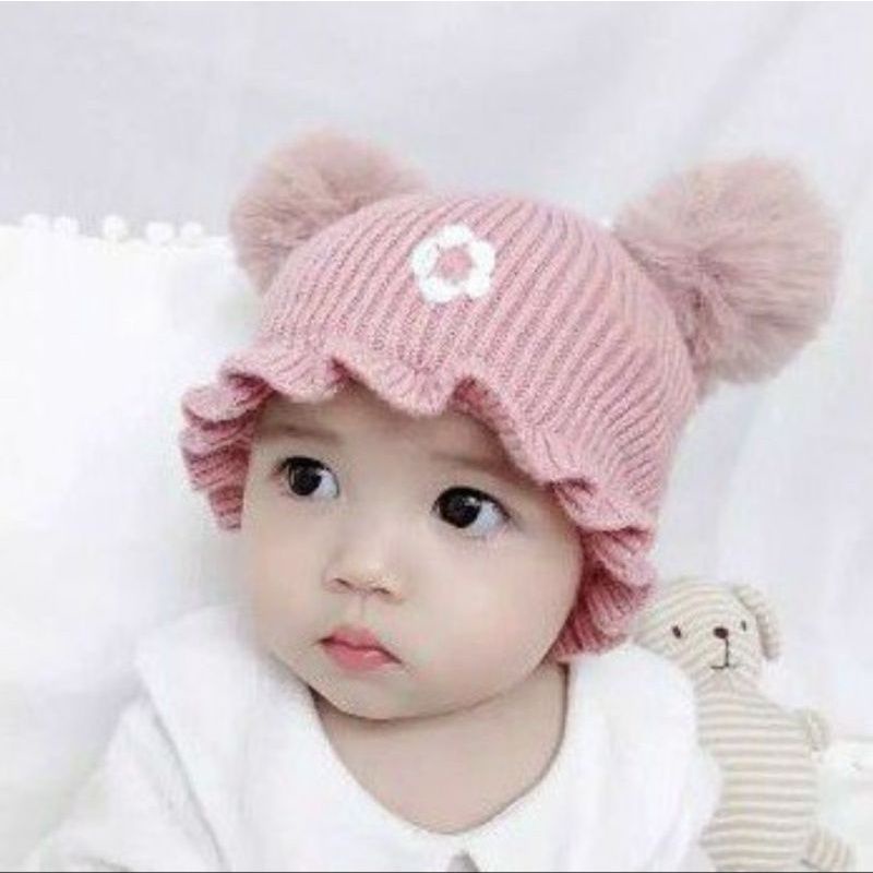 DK Topi POMPOM RUFFLE Anak Perempuan