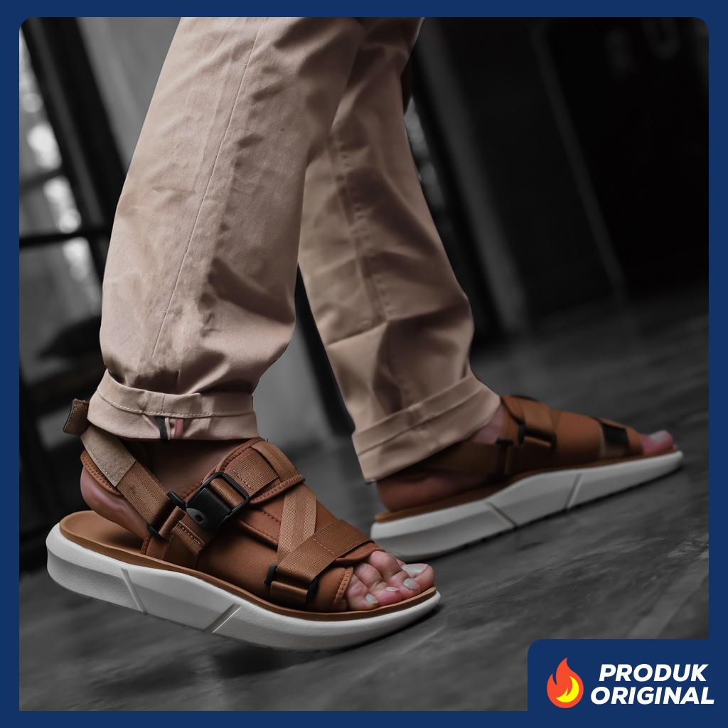 INTROVERT CARAMEL ORIGINAL x REYL MAN Sandal Casual Tan Pria Sendal Gunung Kasual Jalan Santai Harian Main Hangout Lebaran Fashion Distro Remaja Dewasa Traveling Outdoor Premium Travelling Footwear Big Size Jumbo Ukuran Besar 44 Keren Terbaru Kekinian