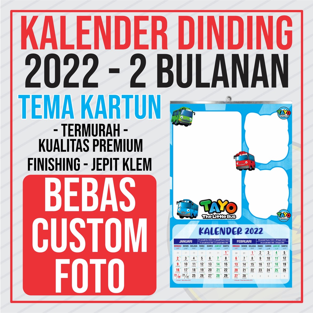 

KALENDER 2022 - DINDING 2 BULANAN - MURAH BISA CUSTOM FOTO BEBAS