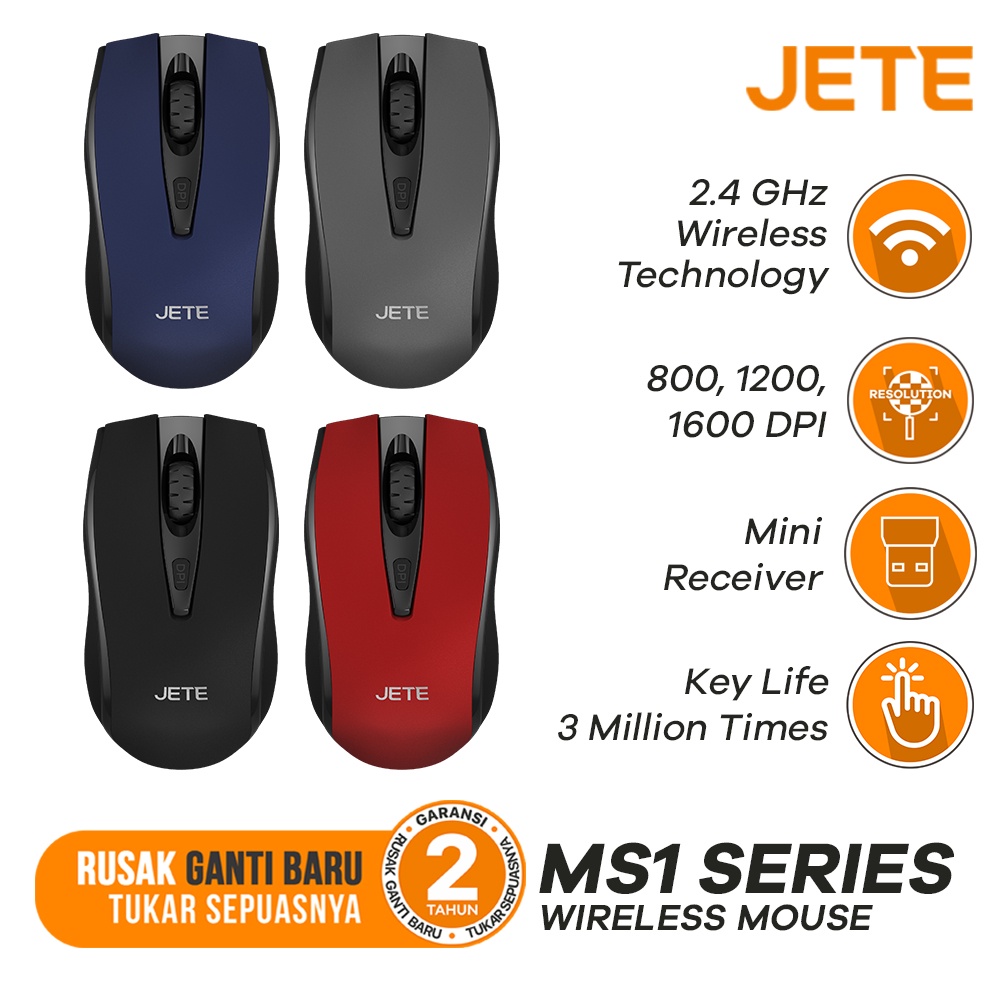 Wireless Mouse with USB Receiver JETE MS1 - Garansi Resmi 2 Tahun