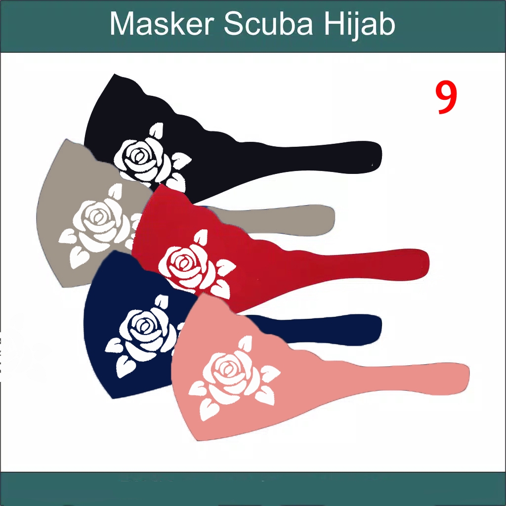 Masker Hijab motif 3 bahan scuba washable