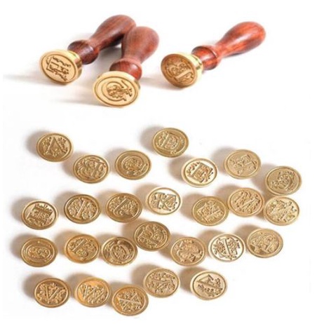 

Retro 26 Letter A - Z Wax Seal Stamp Alphabet Letter / seal wax coin siap pakai