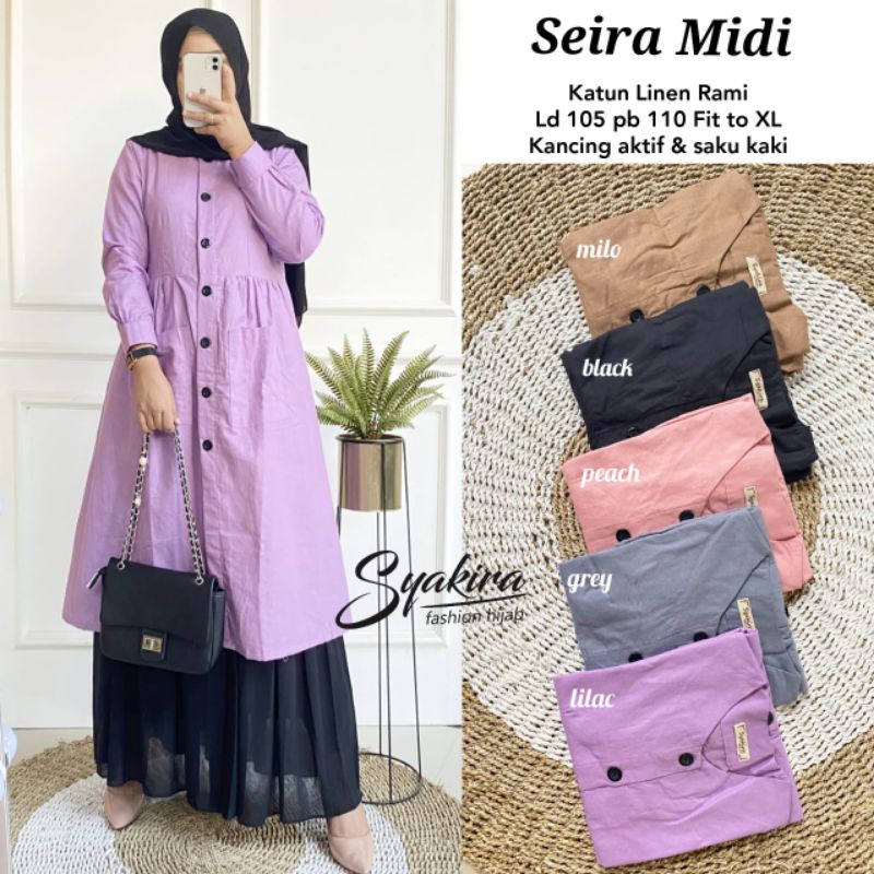 Seira Midi tunik katun linen rami busui
