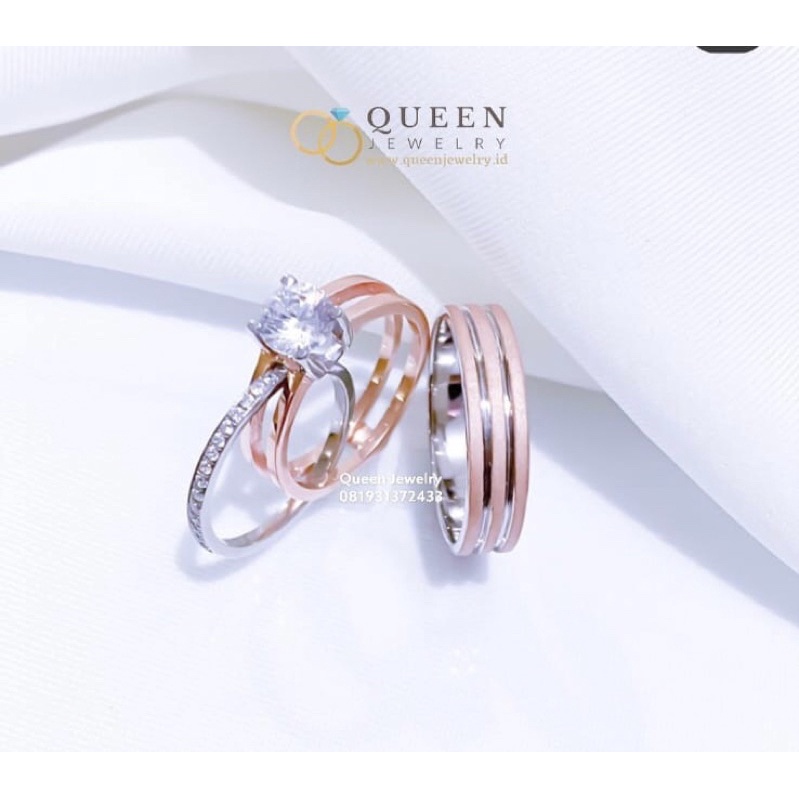 cincin kawin tunangan emas 2in1 dan paladium