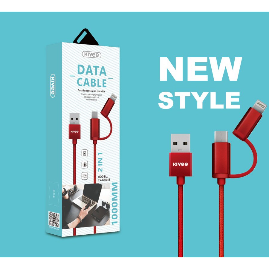 Cable Data Combo 2-In-1 Micro USB to IOS panjang 1 meter original