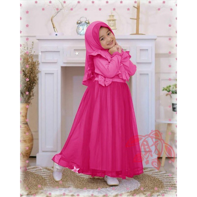 Baju Gamis Lebaran Bariba Kid Perempuan Usia 2 3 4 Tahun Pesta Kondangan Kekinian Terbaru Trend 2021