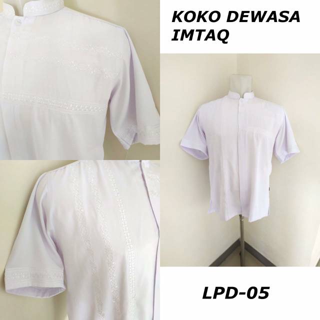 BAJU KOKO KATUN DEWASA IMTAQ EXCLUSIVE PUTIH SENADA LENGAN PENDEK - 2 | GROSIR KOKO MURAH DAN ADEM