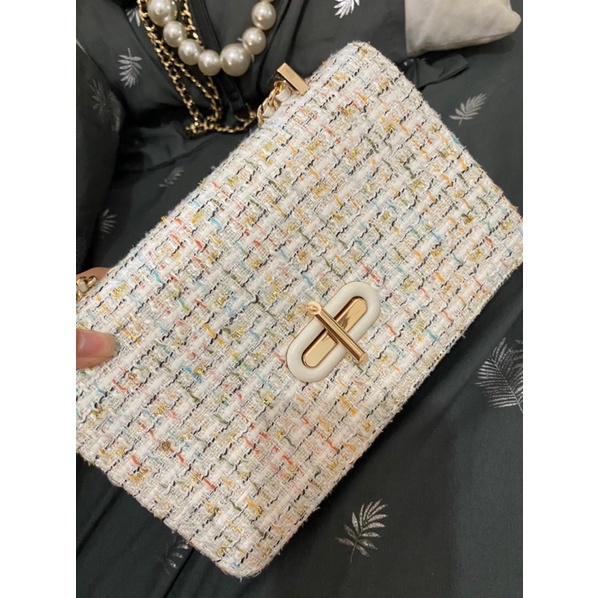 PRELOVED TAS PEDRO TWEED PUTIH ORIGINAL