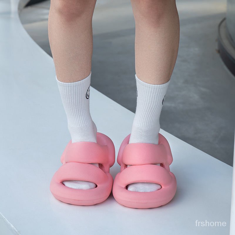 Sandal rumah non-slip ramping wanita sandal bawah tebal kasual