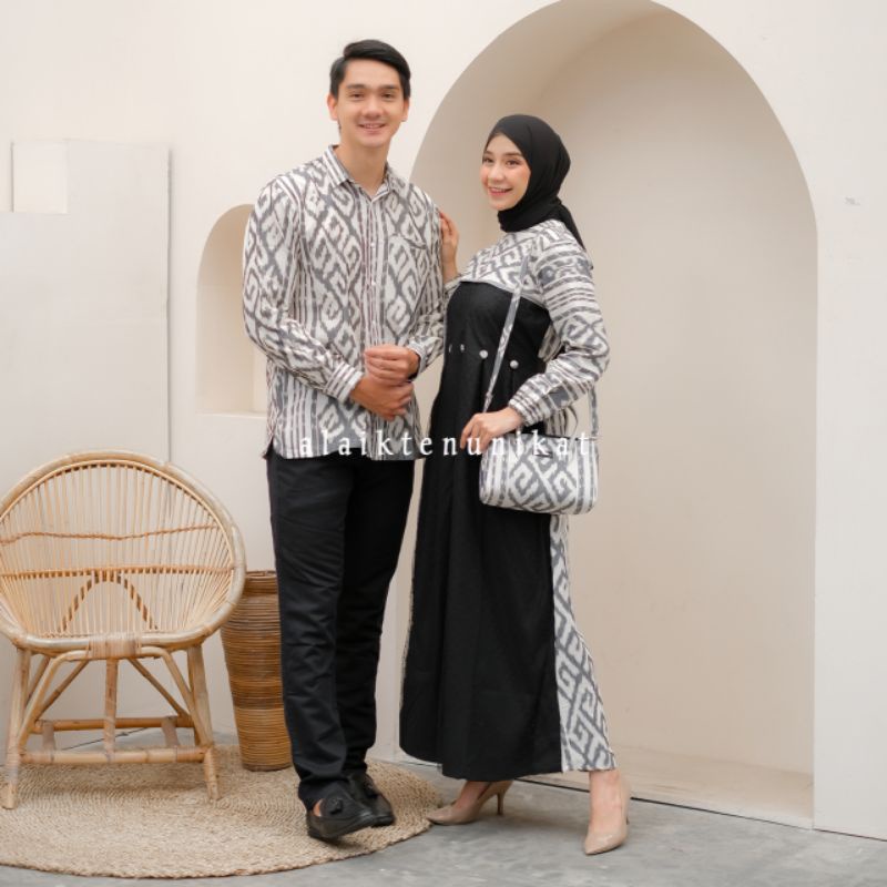 COUPLE TENUN SASMAYA 01 KEMEJA FULL TENUN DAN GAMIS