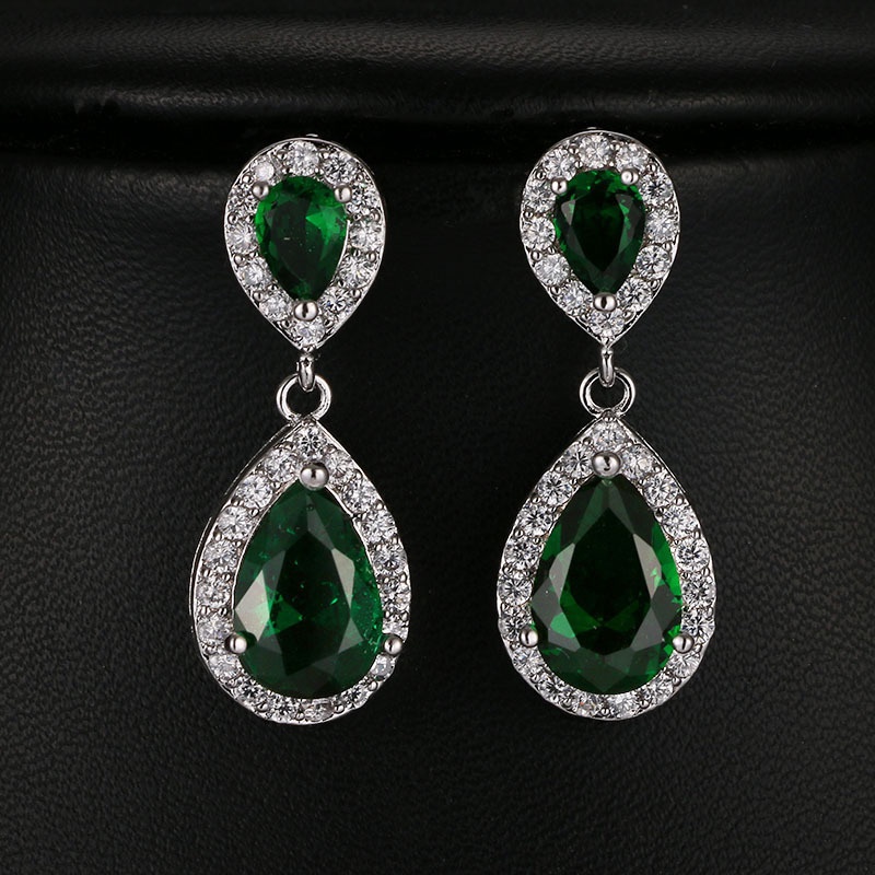 Anting Tusuk Gantung Desain Tetesan Air Hias Zircon Gaya Simple Serbaguna Untuk Wanita